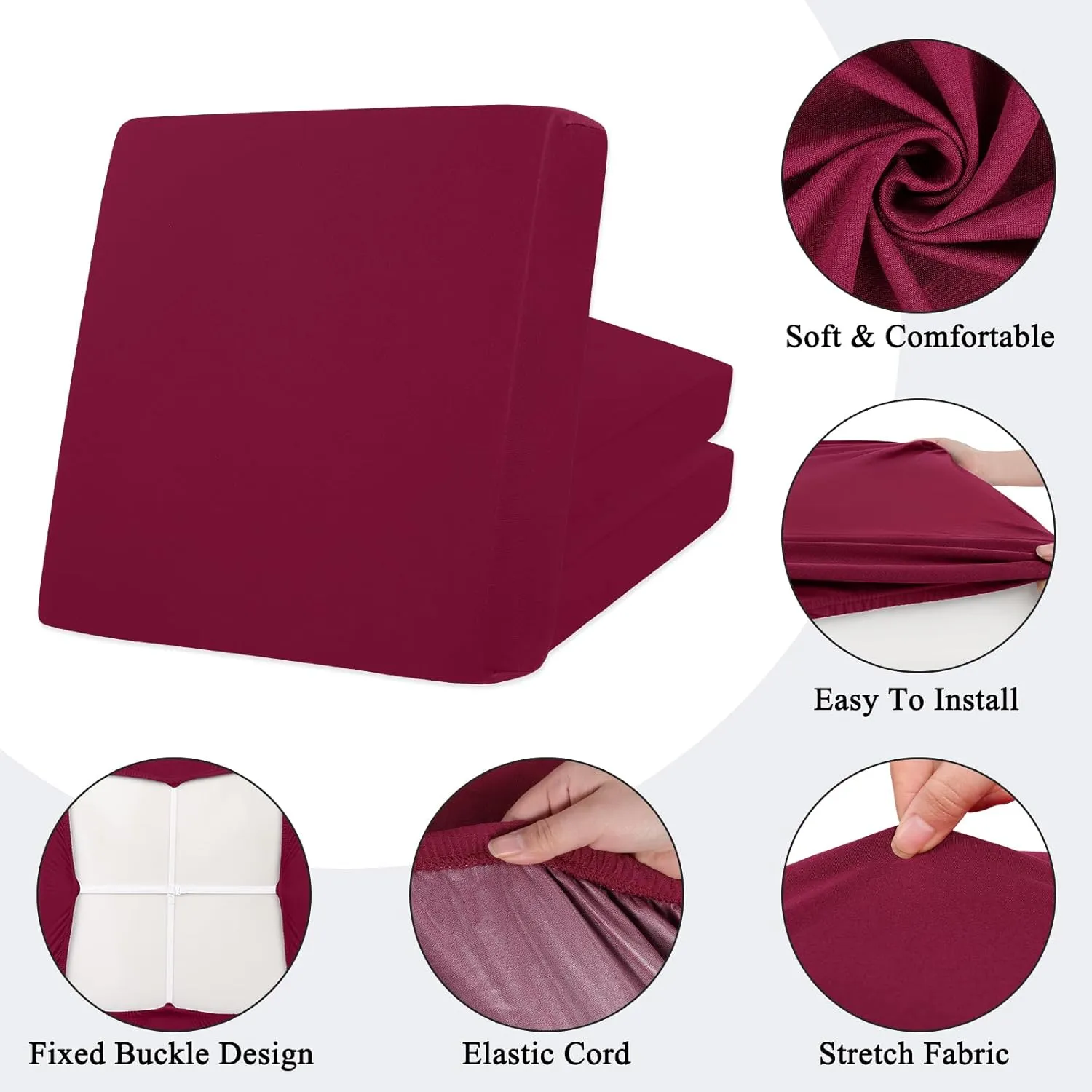 HEBE Outdoor Patio Cushion Covers Set of 12 Waterproof Stretch Seat Cushion Cover for Patio Furniture Clearance Outdoor Sofa Cushion Cover Replacement Couch Slipcovers Chair Seat Cover
