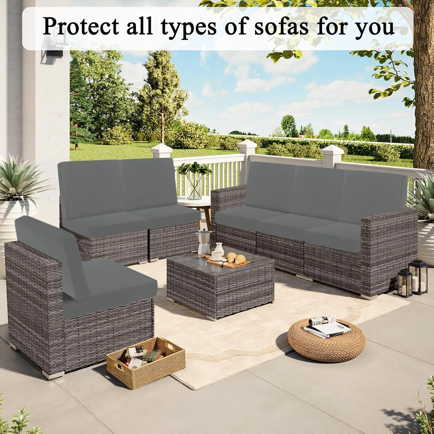 HEBE Outdoor Patio Cushion Covers Set of 12 Waterproof Stretch Seat Cushion Cover for Patio Furniture Clearance Outdoor Sofa Cushion Cover Replacement Couch Slipcovers Chair Seat Cover