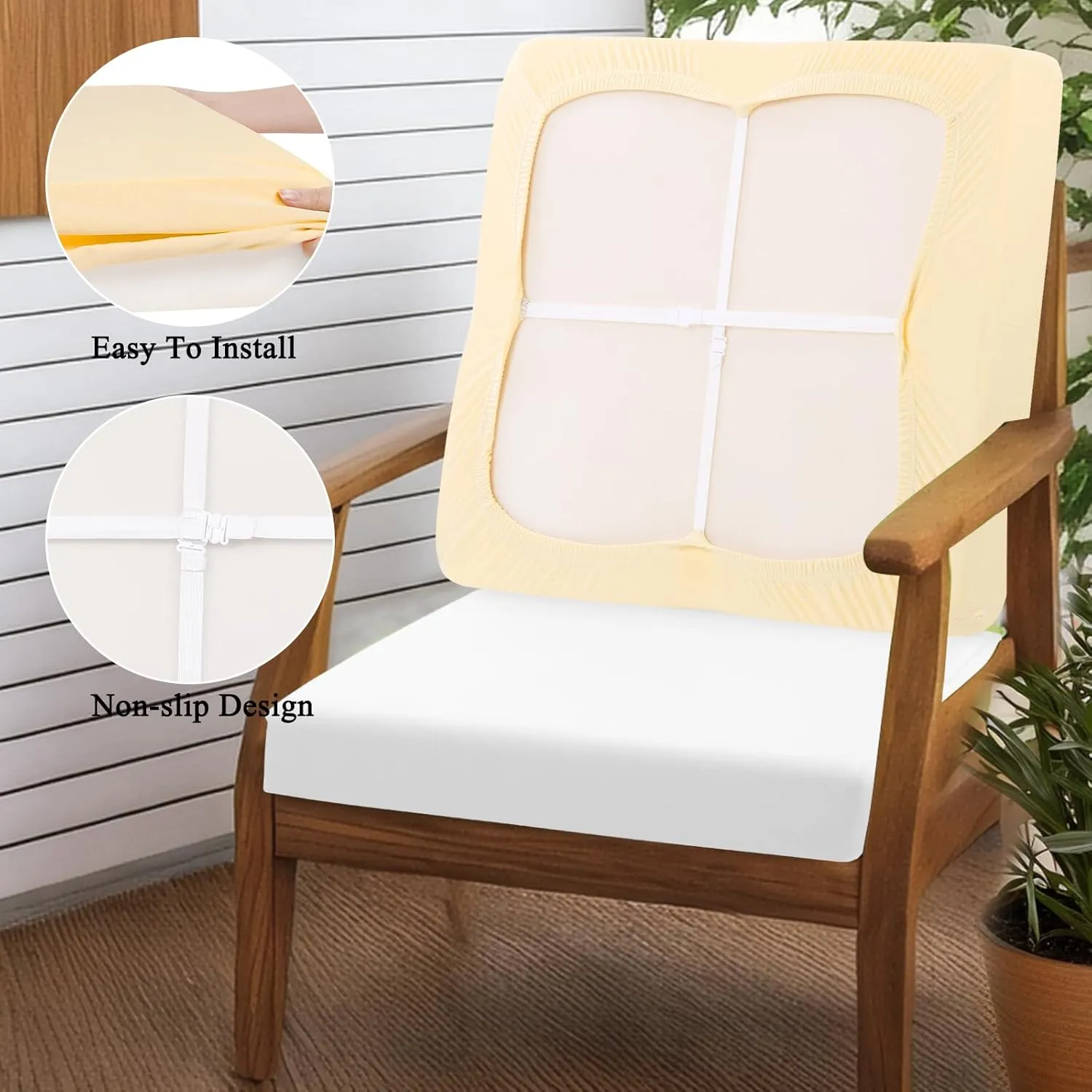 HEBE Outdoor Patio Cushion Covers Set of 12 Waterproof Stretch Seat Cushion Cover for Patio Furniture Clearance Outdoor Sofa Cushion Cover Replacement Couch Slipcovers Chair Seat Cover