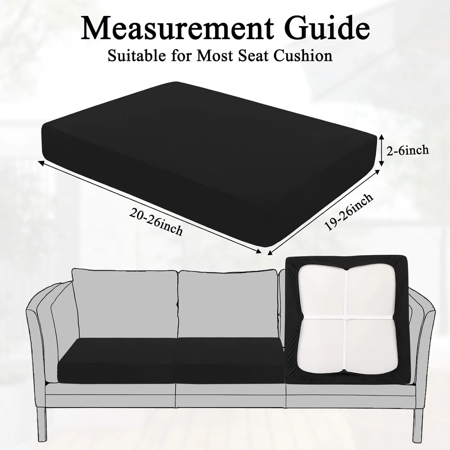 HEBE Outdoor Patio Cushion Covers Set of 12 Waterproof Stretch Seat Cushion Cover for Patio Furniture Clearance Outdoor Sofa Cushion Cover Replacement Couch Slipcovers Chair Seat Cover