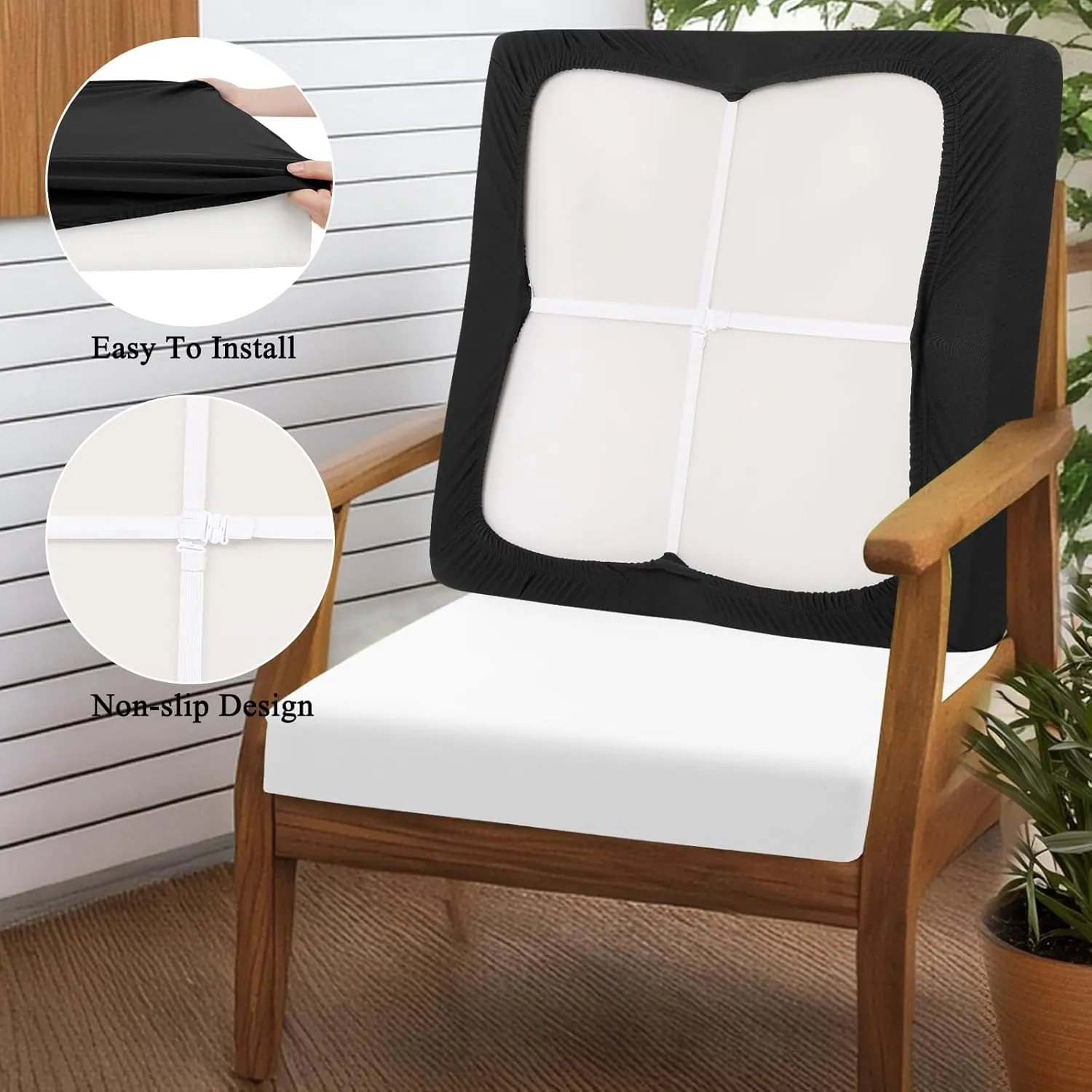 HEBE Outdoor Patio Cushion Covers Set of 12 Waterproof Stretch Seat Cushion Cover for Patio Furniture Clearance Outdoor Sofa Cushion Cover Replacement Couch Slipcovers Chair Seat Cover