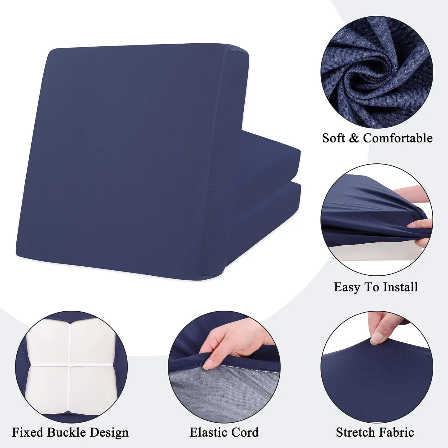 HEBE Outdoor Patio Cushion Covers Set of 12 Waterproof Stretch Seat Cushion Cover for Patio Furniture Clearance Outdoor Sofa Cushion Cover Replacement Couch Slipcovers Chair Seat Cover