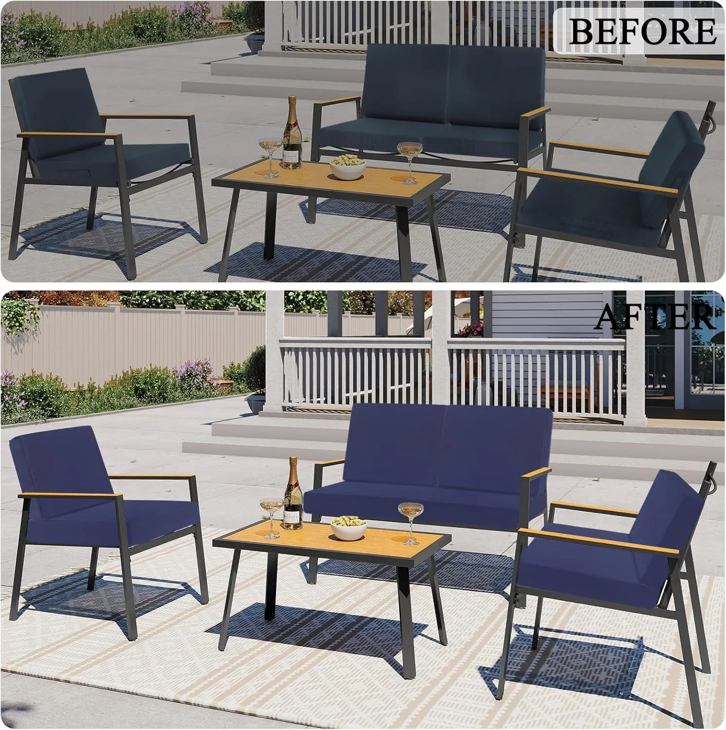 HEBE Outdoor Patio Cushion Covers Set of 12 Waterproof Stretch Seat Cushion Cover for Patio Furniture Clearance Outdoor Sofa Cushion Cover Replacement Couch Slipcovers Chair Seat Cover