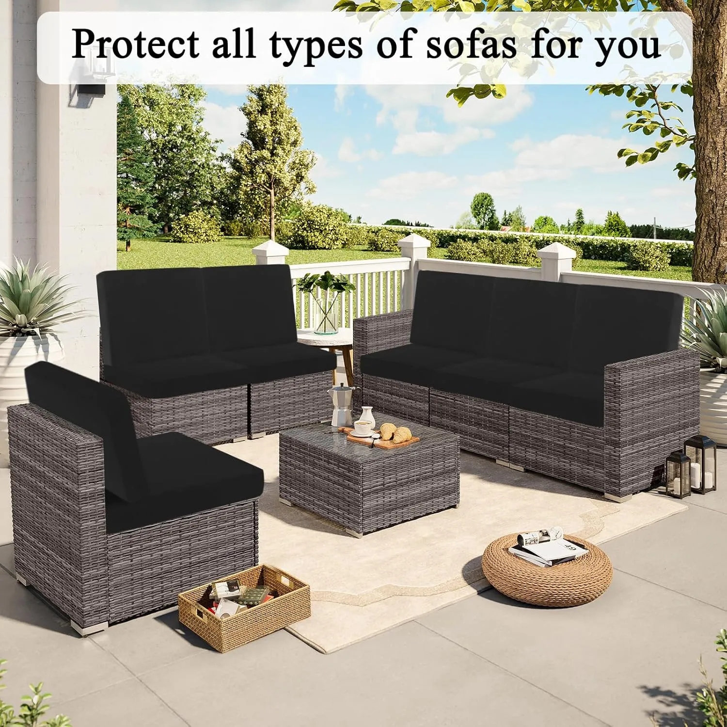 HEBE Outdoor Patio Cushion Covers Set of 12 Waterproof Stretch Seat Cushion Cover for Patio Furniture Clearance Outdoor Sofa Cushion Cover Replacement Couch Slipcovers Chair Seat Cover