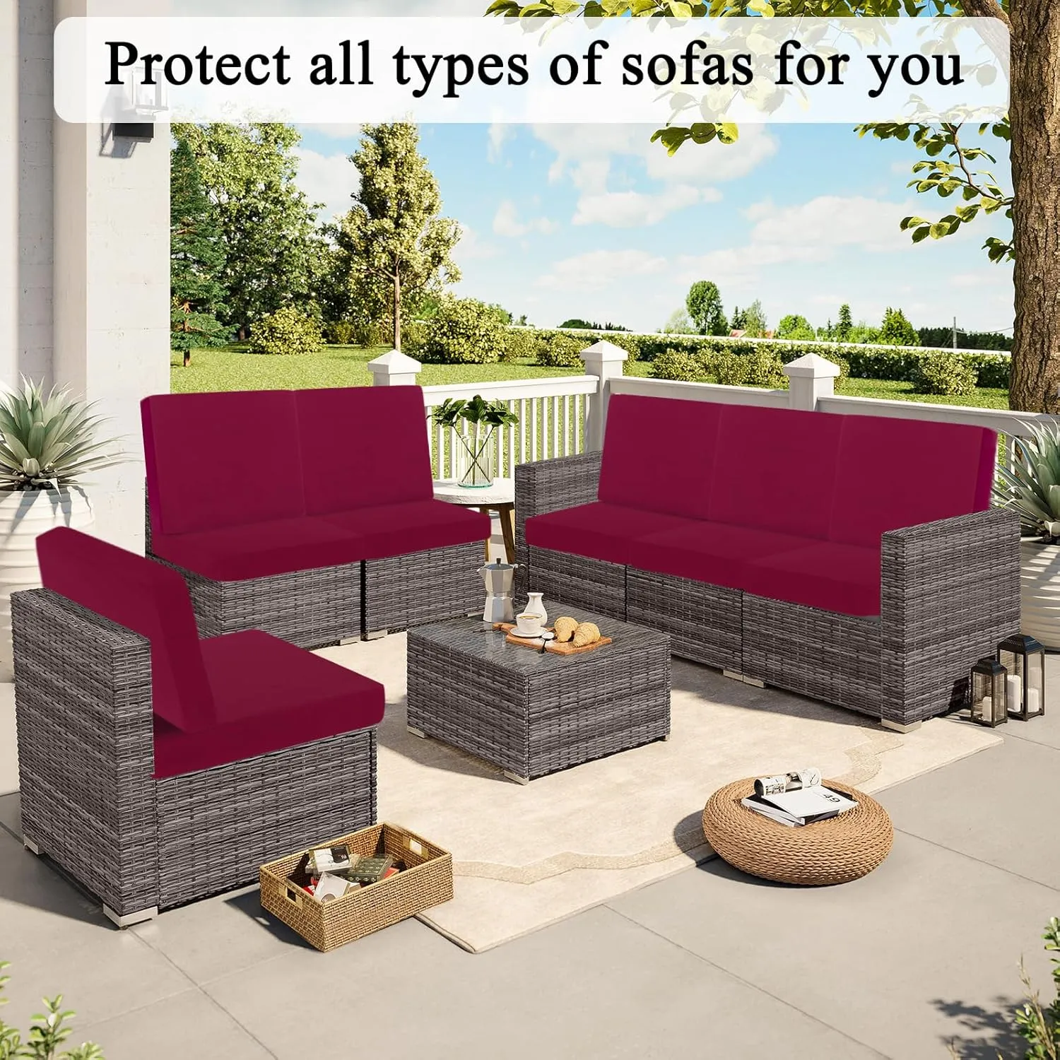 HEBE Outdoor Patio Cushion Covers Set of 12 Waterproof Stretch Seat Cushion Cover for Patio Furniture Clearance Outdoor Sofa Cushion Cover Replacement Couch Slipcovers Chair Seat Cover