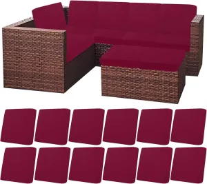 HEBE Outdoor Patio Cushion Covers Set of 12 Waterproof Stretch Seat Cushion Cover for Patio Furniture Clearance Outdoor Sofa Cushion Cover Replacement Couch Slipcovers Chair Seat Cover