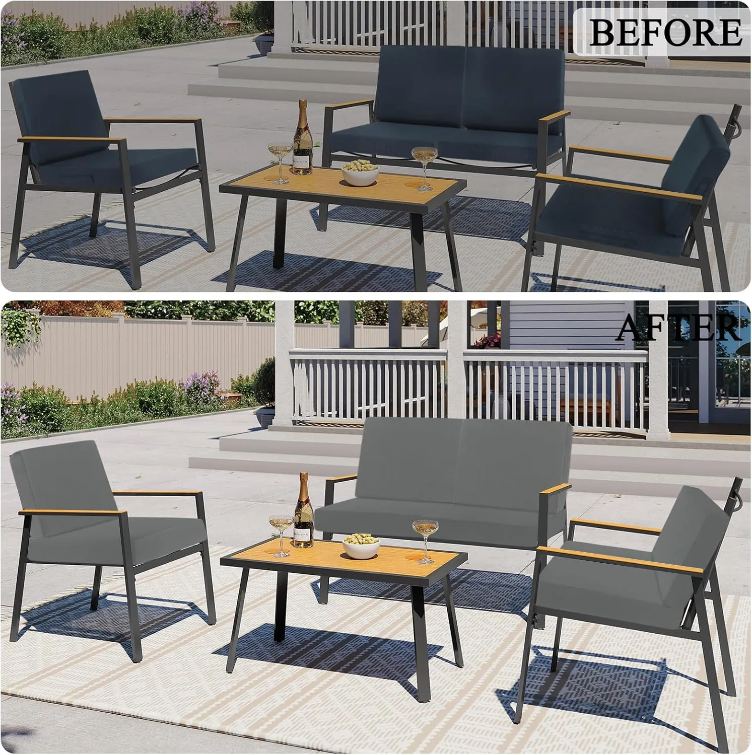 HEBE Outdoor Patio Cushion Covers Set of 12 Waterproof Stretch Seat Cushion Cover for Patio Furniture Clearance Outdoor Sofa Cushion Cover Replacement Couch Slipcovers Chair Seat Cover