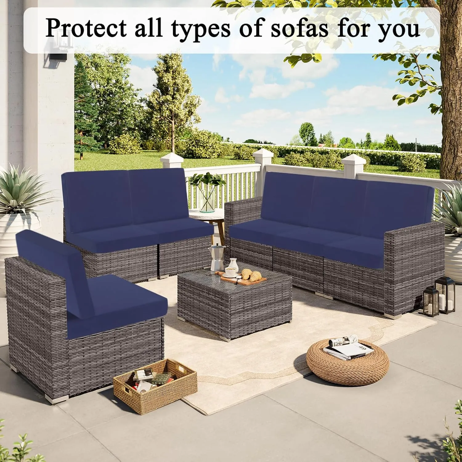 HEBE Outdoor Patio Cushion Covers Set of 12 Waterproof Stretch Seat Cushion Cover for Patio Furniture Clearance Outdoor Sofa Cushion Cover Replacement Couch Slipcovers Chair Seat Cover