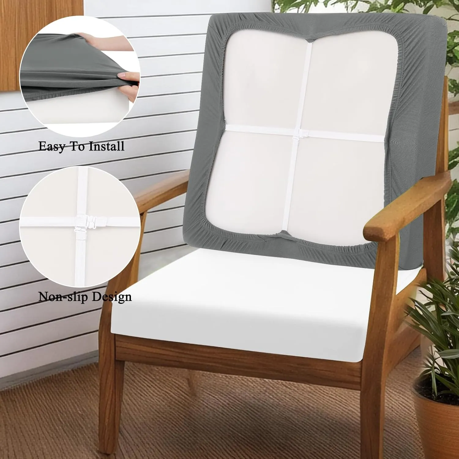 HEBE Outdoor Patio Cushion Covers Set of 12 Waterproof Stretch Seat Cushion Cover for Patio Furniture Clearance Outdoor Sofa Cushion Cover Replacement Couch Slipcovers Chair Seat Cover