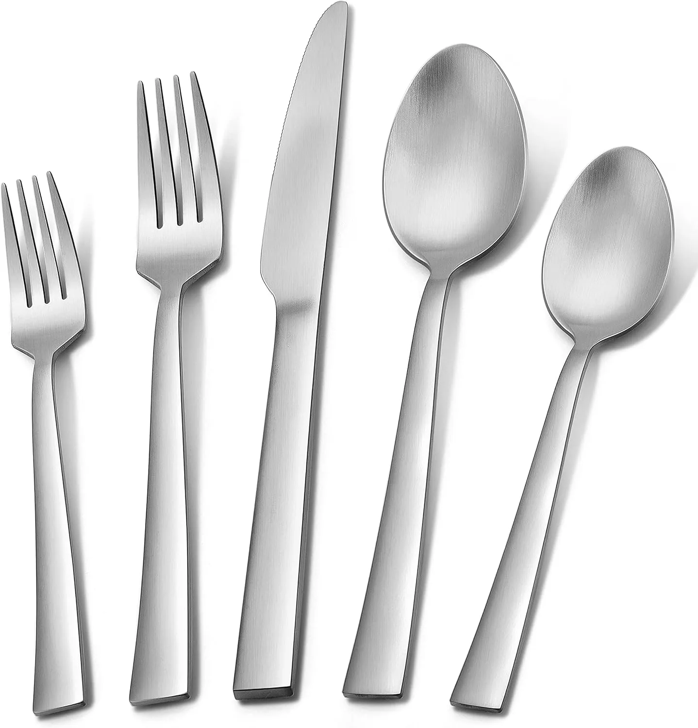 Herogo 40-Piece Matte Silverware Set for 8, Stainless Steel Square Flatware Cutlery Set, Tableware Eating Utensils Include Knife Spoon Fork, Satin Finish, Dishwasher Safe