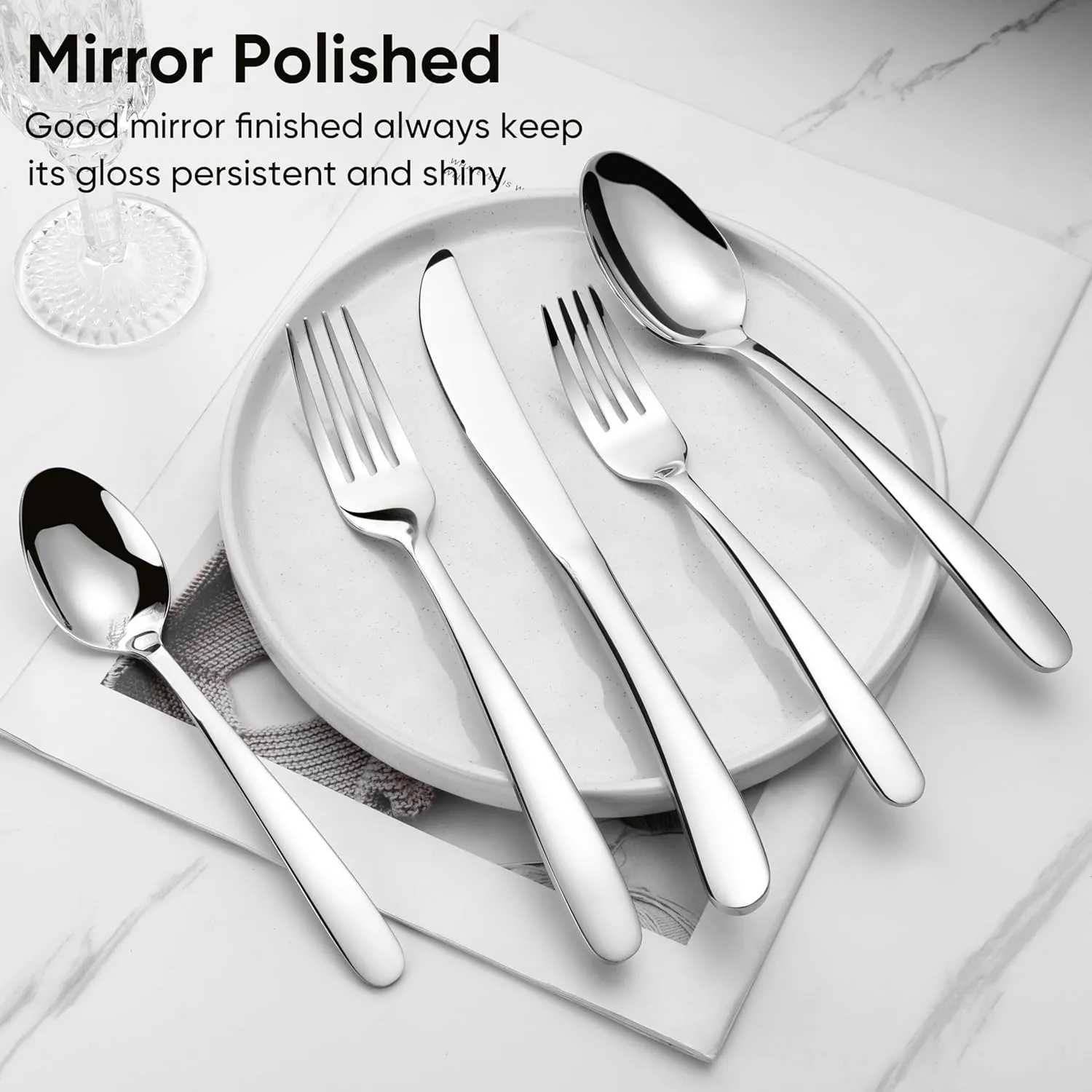 Herogo Heavy Duty Stainless Steel Silverware Set, 60-Piece Fancy Flatware Cutlery Set for 12, Modern Tableware for Home Restaurant Wedding, Heavy Eating Utensils, Mirror Polished, Dishwasher Safe