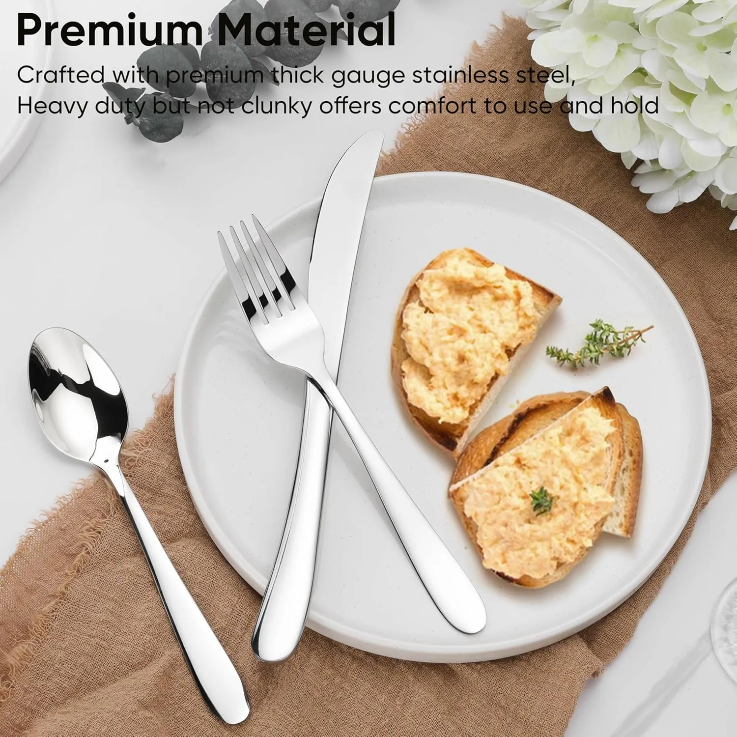 Herogo Heavy Duty Stainless Steel Silverware Set, 60-Piece Heavy Weight Modern Flatware Cutlery Set for 12, Fancy Tableware Eating Utensils for Home Wedding, Dishwasher Safe, Mirror Finished