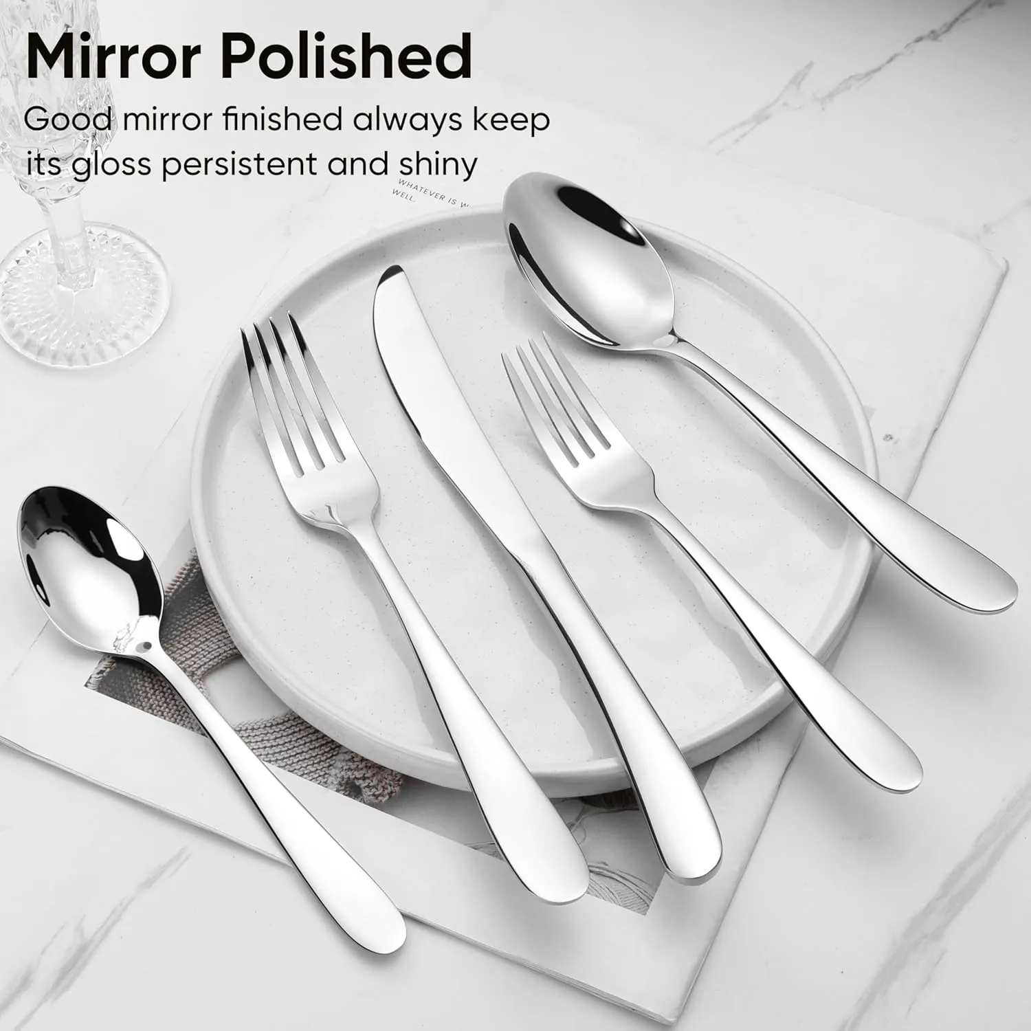 Herogo Heavy Duty Stainless Steel Silverware Set, 60-Piece Heavy Weight Modern Flatware Cutlery Set for 12, Fancy Tableware Eating Utensils for Home Wedding, Dishwasher Safe, Mirror Finished