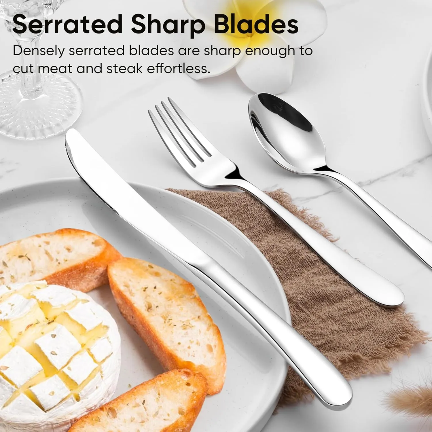 Herogo Heavy Duty Stainless Steel Silverware Set, 60-Piece Heavy Weight Modern Flatware Cutlery Set for 12, Fancy Tableware Eating Utensils for Home Wedding, Dishwasher Safe, Mirror Finished