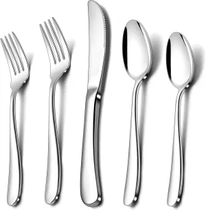 Herogo Heavy Duty Stainless Steel Silverware Set, 60-Piece Heavy Weight Modern Flatware Cutlery Set for 12, Fancy Tableware Eating Utensils for Home Wedding, Dishwasher Safe, Mirror Finished