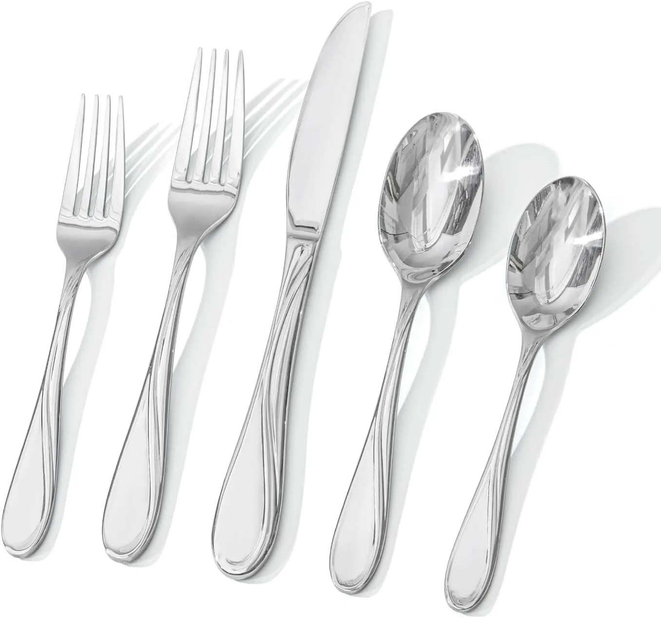 HIKAA Fibonacci 20PCS Flatware Set, Heavy Duty Silverware Set Stainless Steel Flatware Set, Service for 4, Mirror Polished Cutlery Set