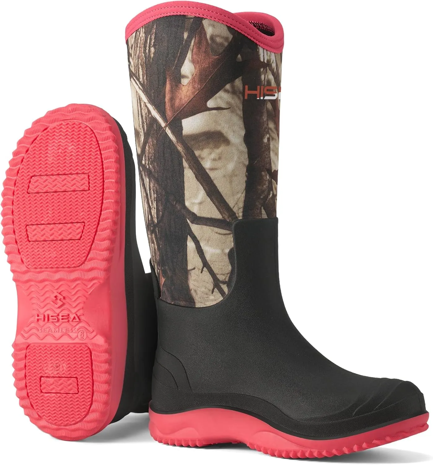 HISEA Women's Neoprene Tall Rain Boots Waterproof Garden Boots Wellington Rubber Boots