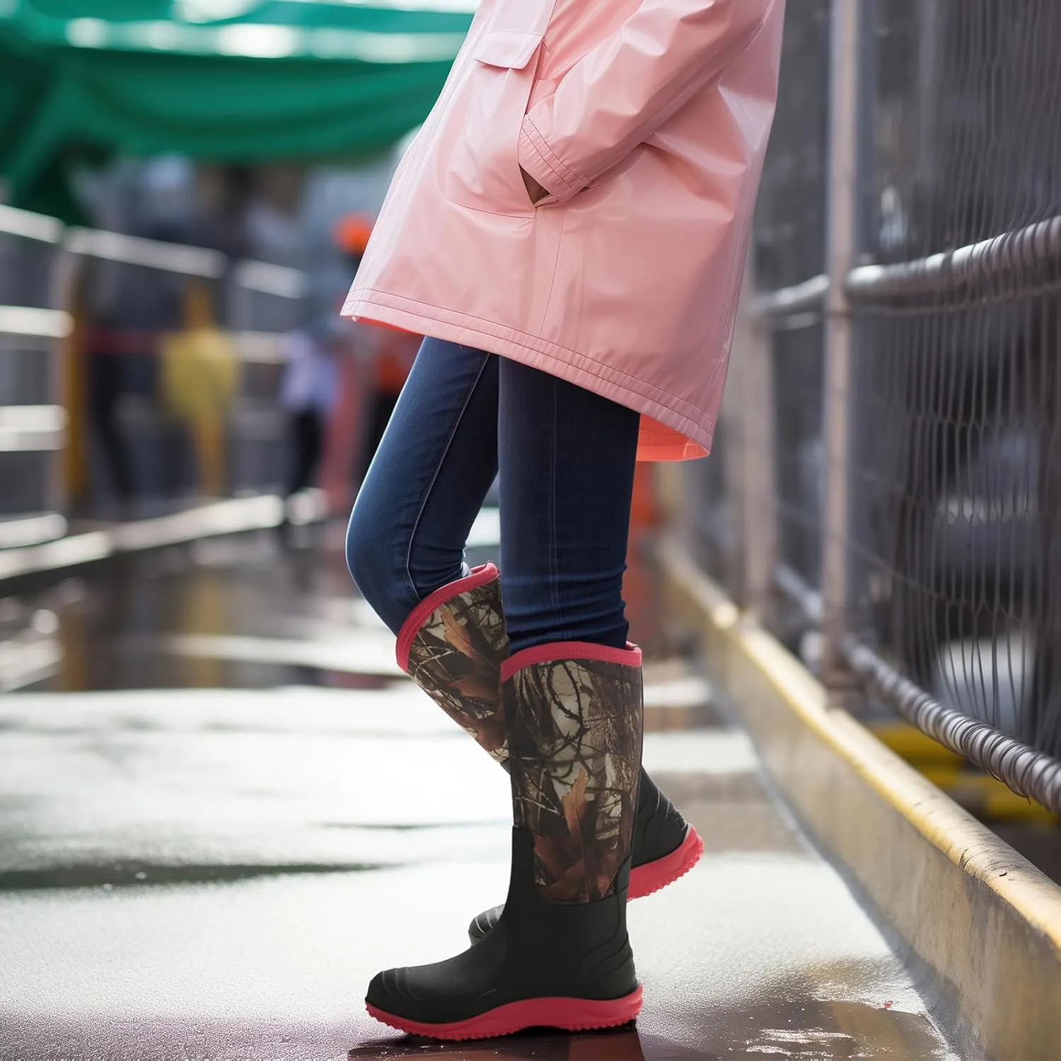 HISEA Women's Neoprene Tall Rain Boots Waterproof Garden Boots Wellington Rubber Boots