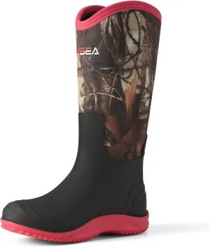 HISEA Women's Neoprene Tall Rain Boots Waterproof Garden Boots Wellington Rubber Boots