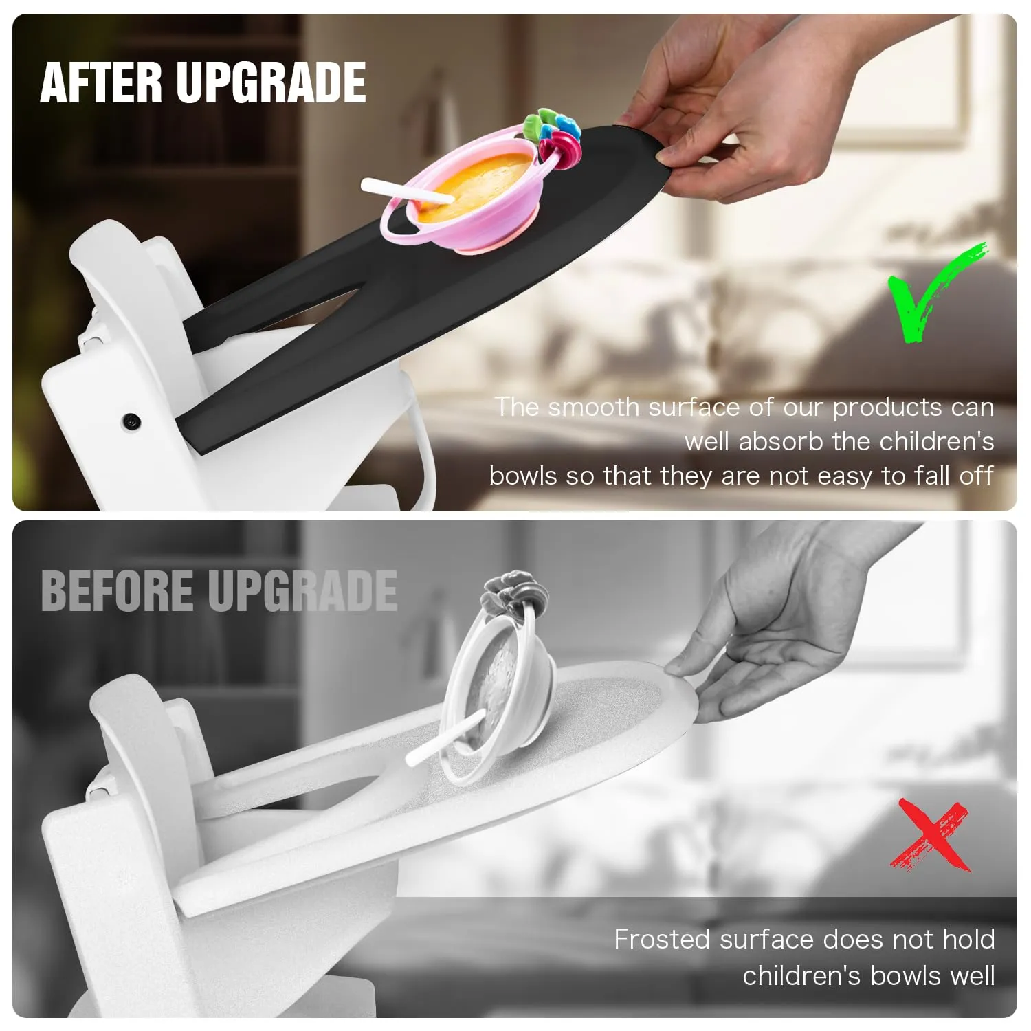 HLVEIN for Stokke Tripp Trapp Tray,Black-Smooth Surface Powerful Suction,Easy to Clean,Compatible with Stokke Tripp Trapp Chair(V2 and Beyond),Made with BPA-Free Plastic