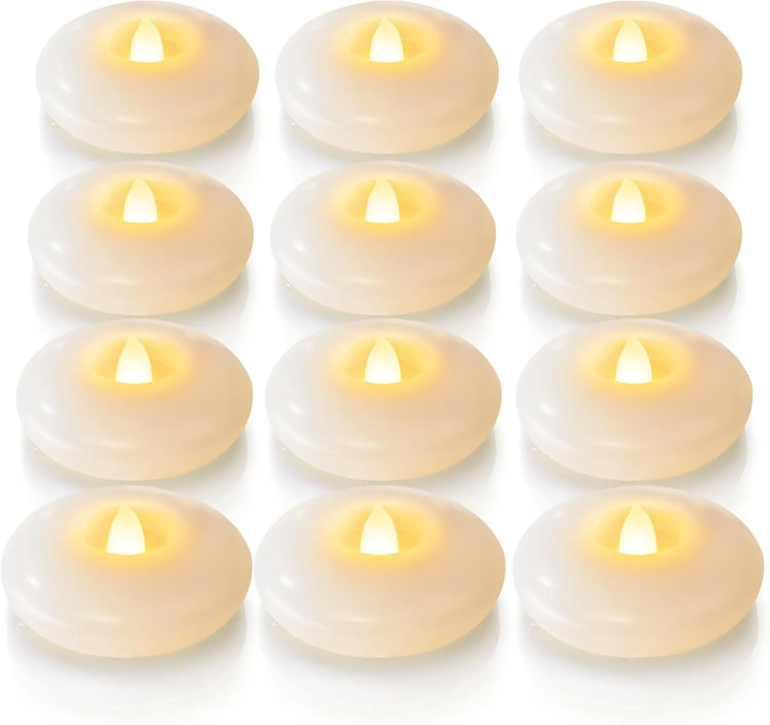 Homemory 12 Pack 3” Flameless Led Floating Candles, 200 Hour White Battery Operate Waterproof Tealights for Cylinder Vases, Centerpieces at Wedding Decor, Party, Pool