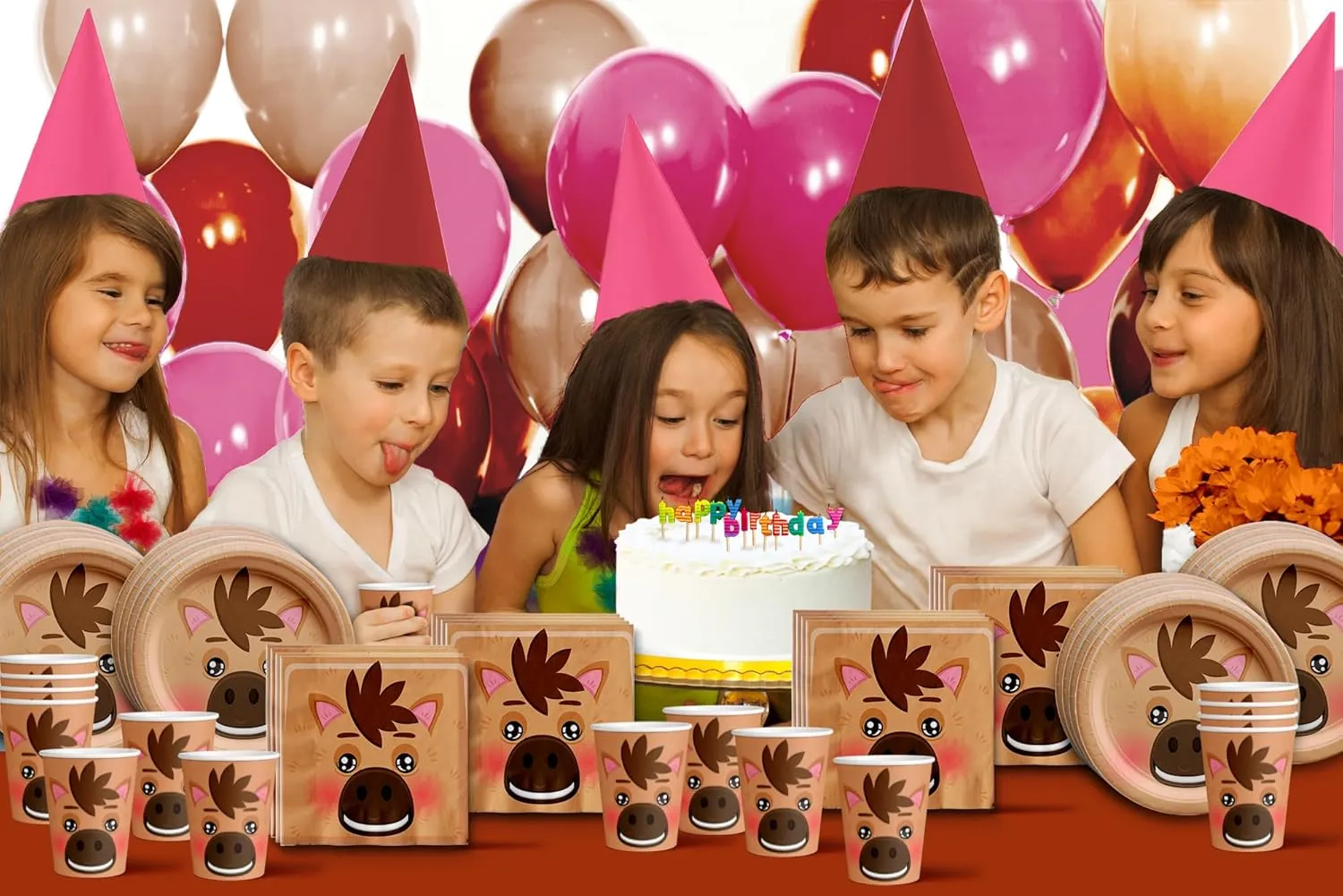 Horse Birthday Party Supplies Set Plates Napkins Cups Tableware Kit for 16