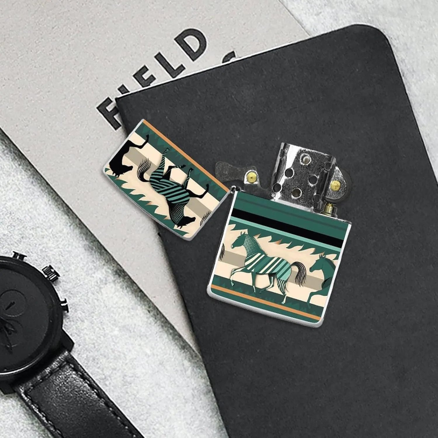 Horse Stripes PatternLighter Case Waterproof Lighter Sleeve Lighters Protective Cover with Graffiti Design