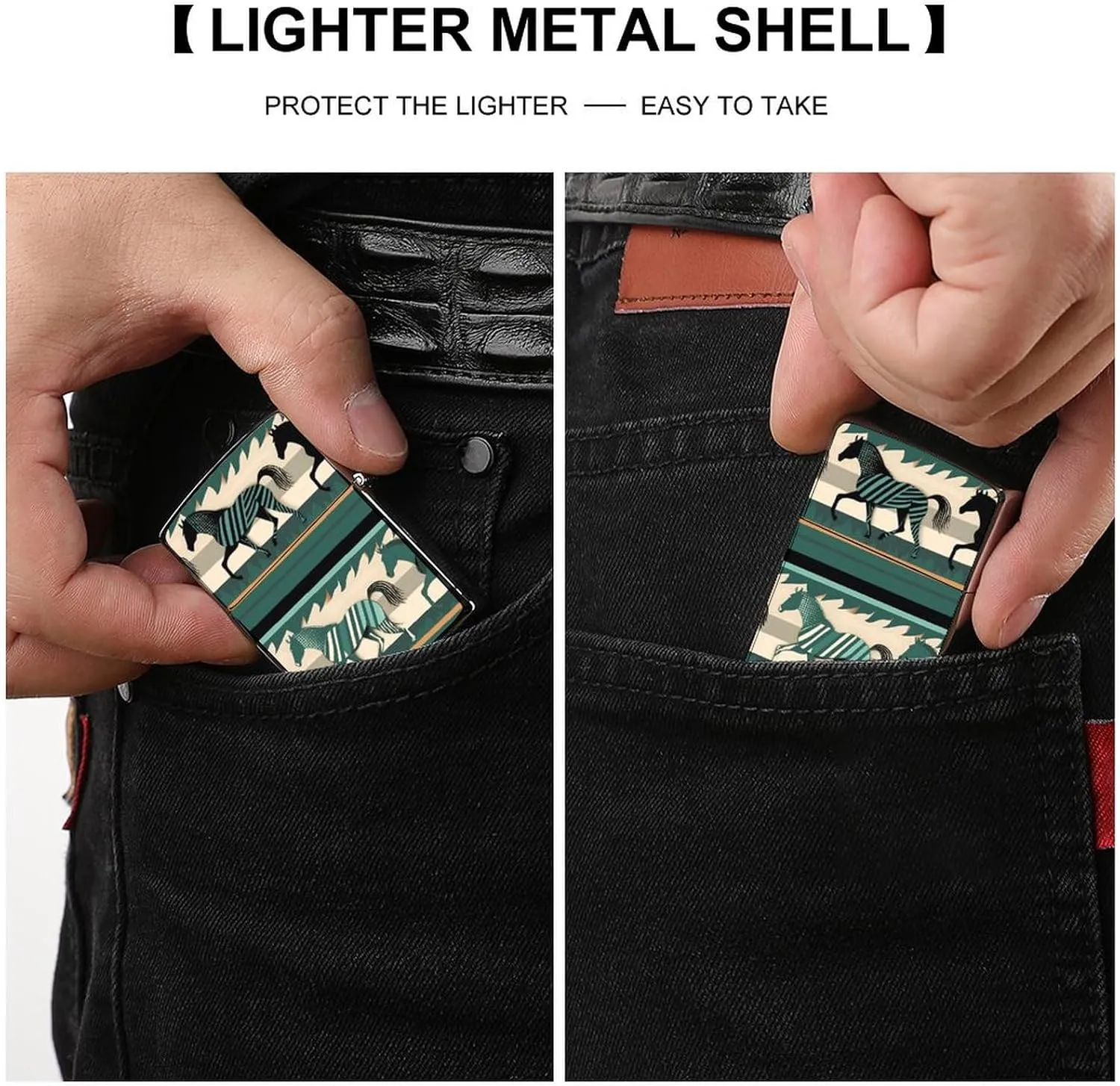 Horse Stripes PatternLighter Case Waterproof Lighter Sleeve Lighters Protective Cover with Graffiti Design