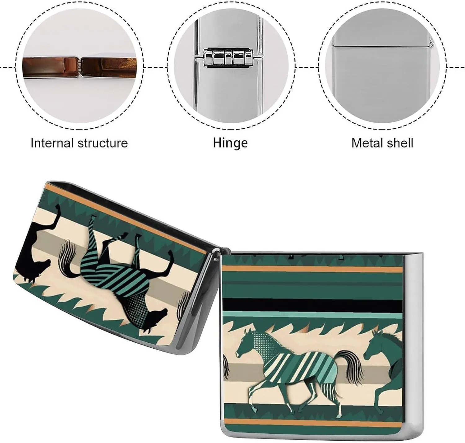 Horse Stripes PatternLighter Case Waterproof Lighter Sleeve Lighters Protective Cover with Graffiti Design