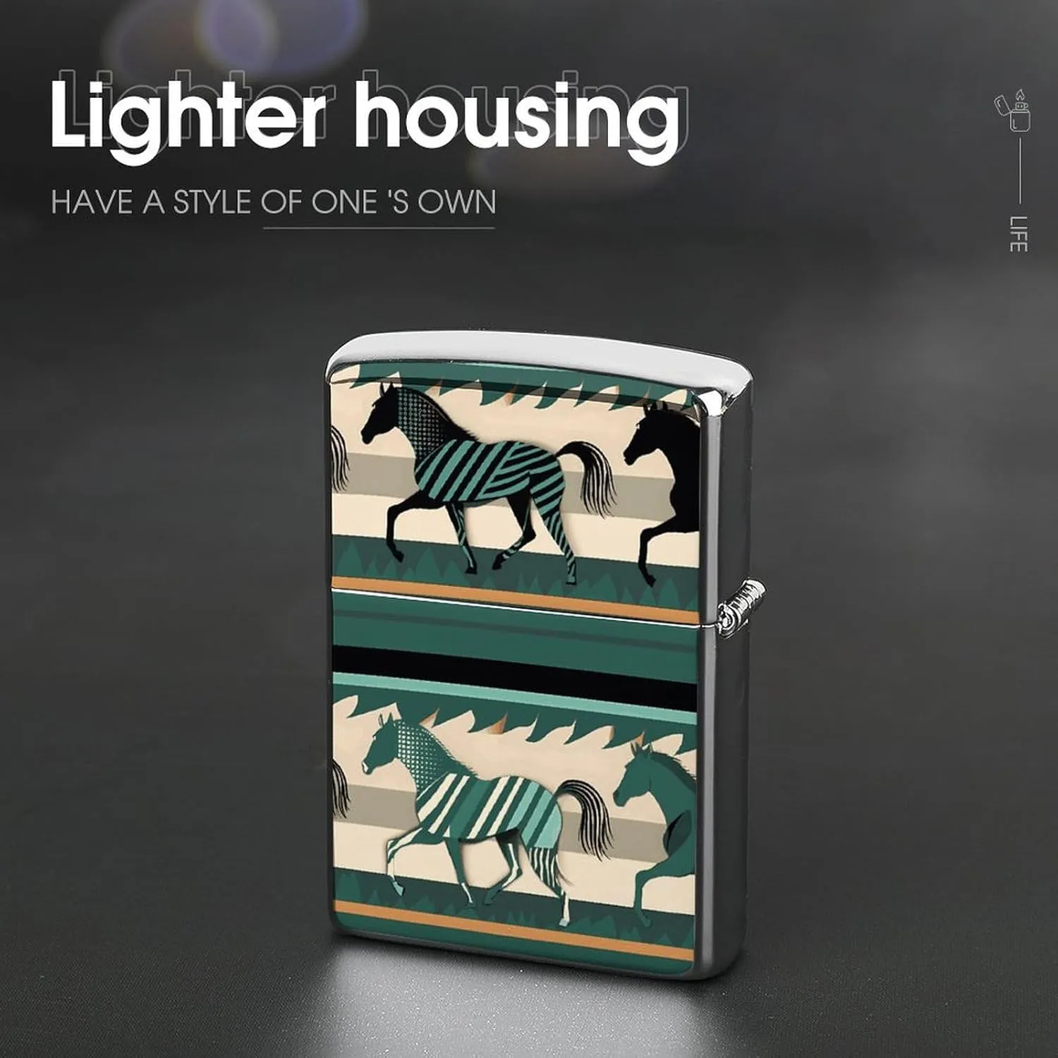 Horse Stripes PatternLighter Case Waterproof Lighter Sleeve Lighters Protective Cover with Graffiti Design