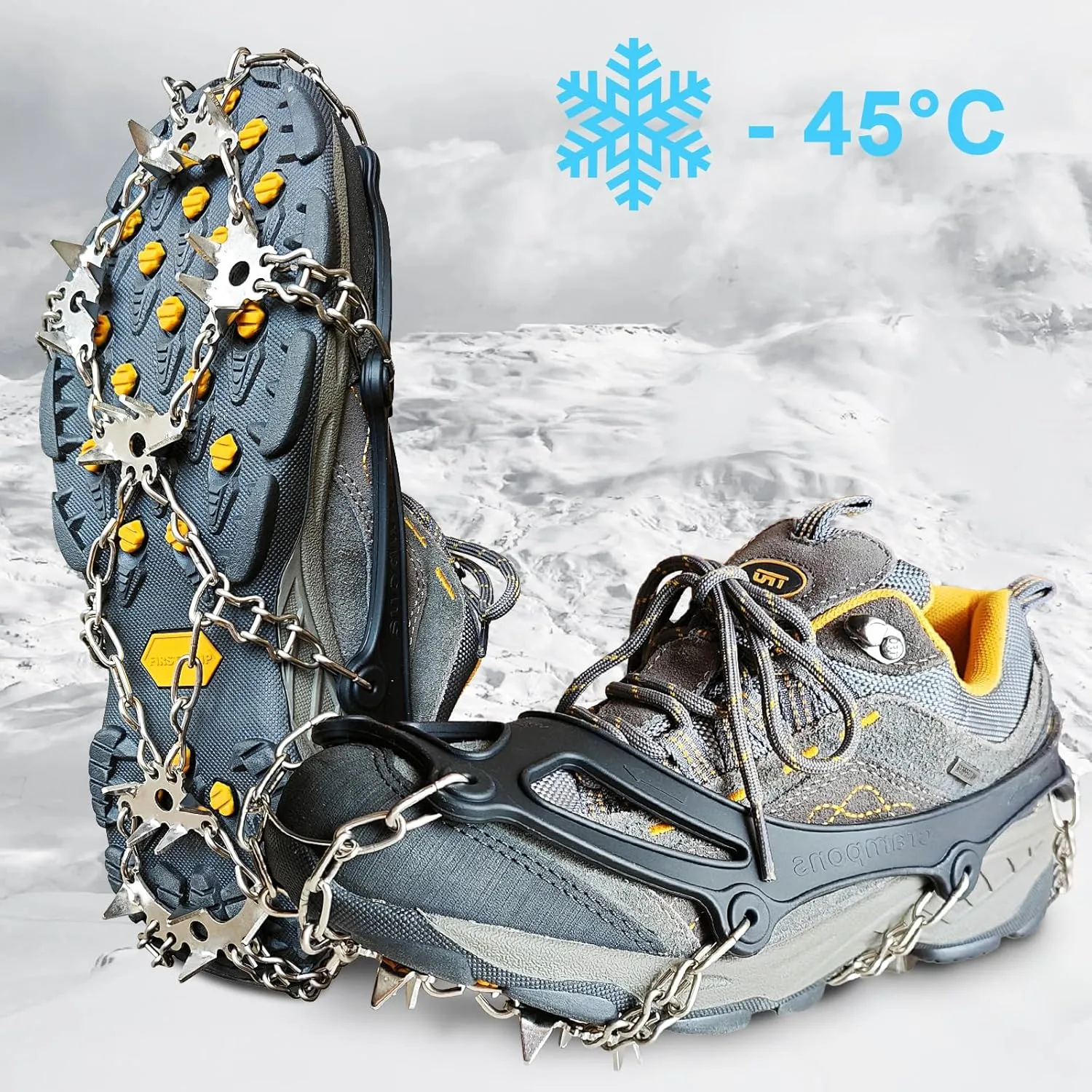 ice Cleats for Boots - 24 Stainless Steel Spikes for Secure Traction and Safety on Snow and Ice - Ideal for Hiking, Fishing, Walking, Climbing, and Mountaineering
