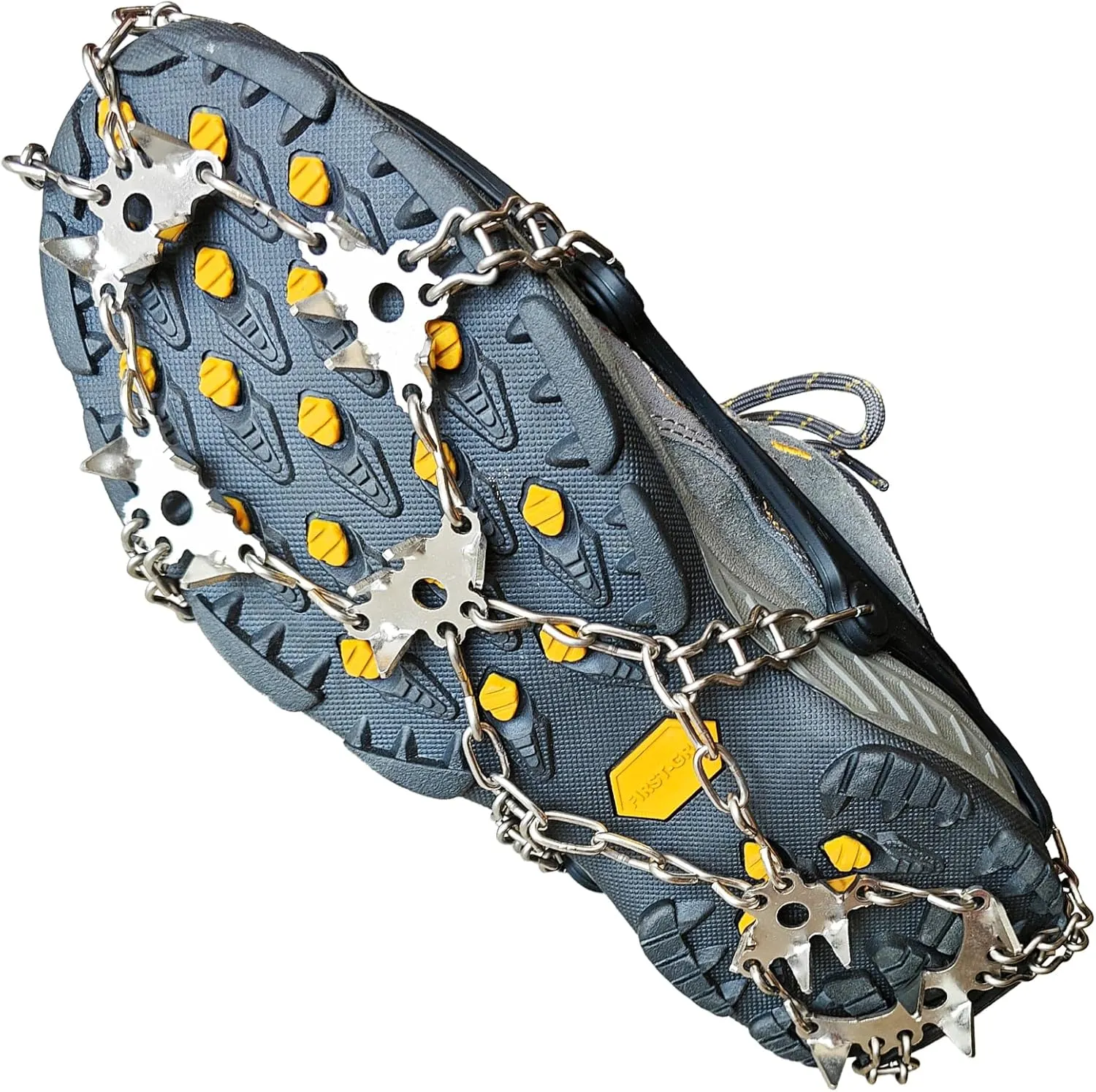 ice Cleats for Boots - 24 Stainless Steel Spikes for Secure Traction and Safety on Snow and Ice - Ideal for Hiking, Fishing, Walking, Climbing, and Mountaineering