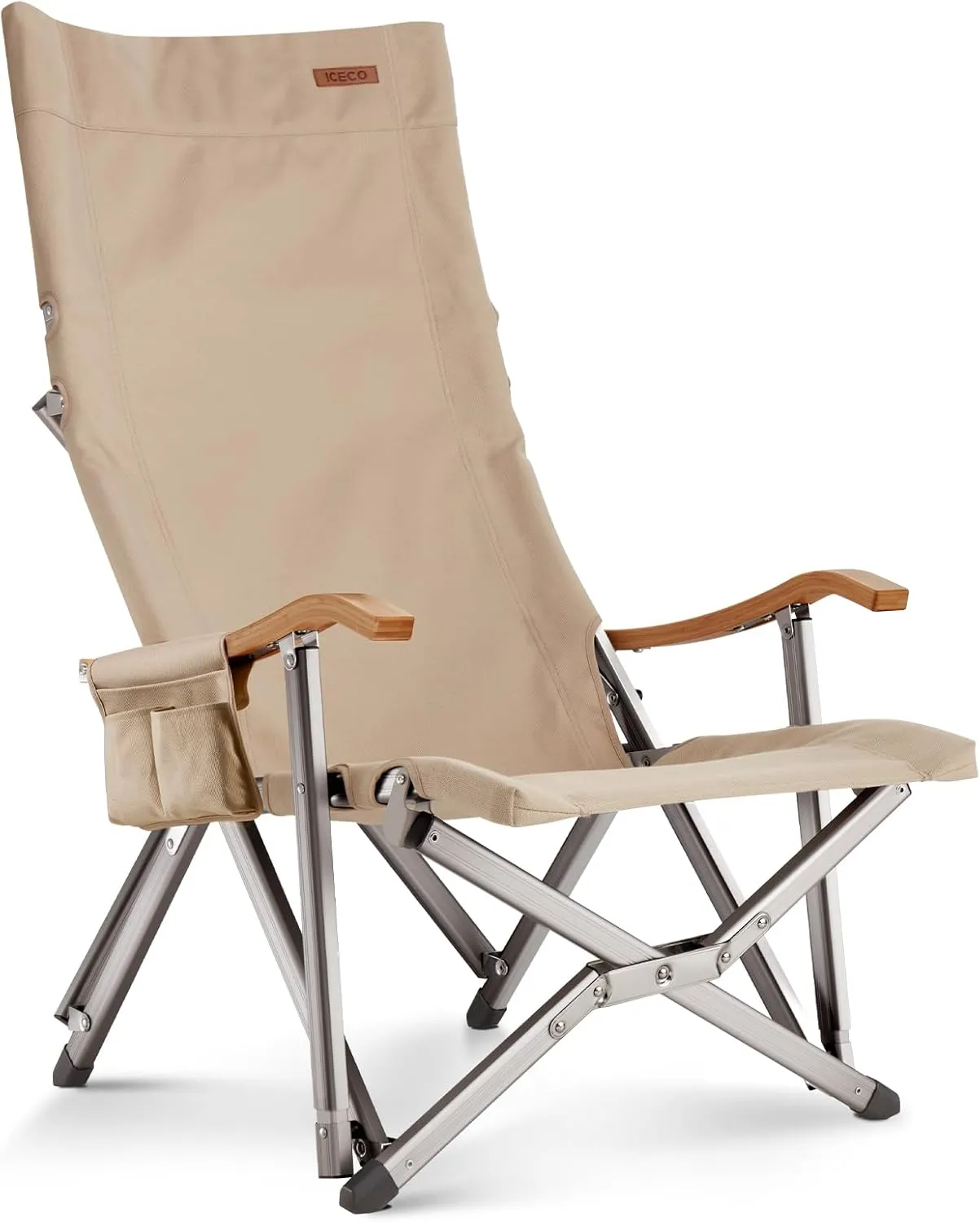 ICECO Low Camping Chairs for Adults, Hold Up 600 LBS, Heavy Duty Folding Chair for Outside, Portable Outdoor Backpack Camping Chairs with Storage Bag, 10 Years Warranty