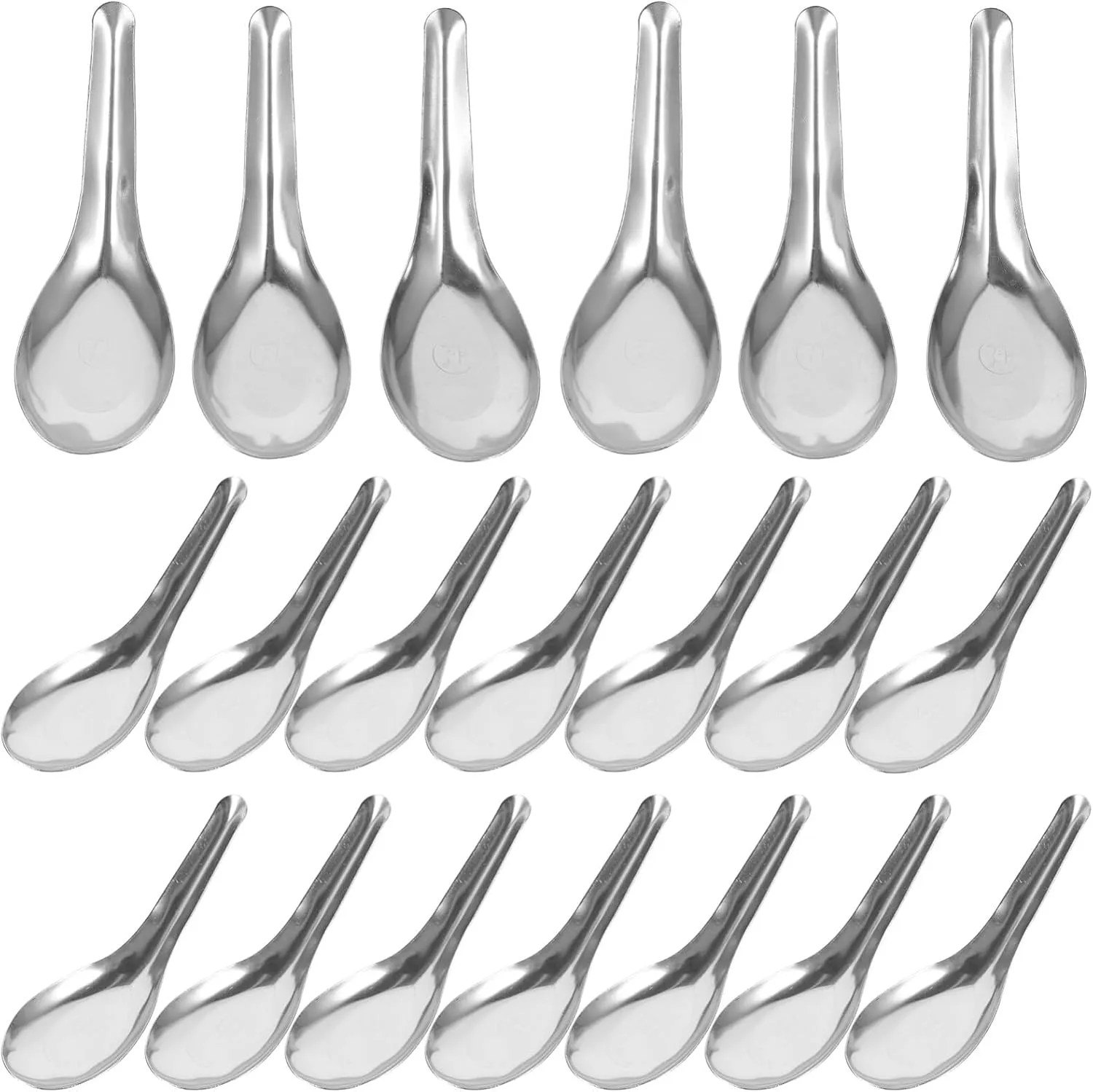 IMIKEYA 50pcs Soup Spoons Stainless Steel Spoons Thick Soup Spoon Heavy Duty Asian Rice Spoons Chinese Won Ton Spoon Ramen Spoons Tableware for Home Kitchen Restaurant, 13.00X4.20X2.00CM