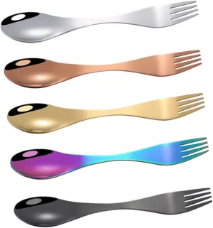 IMIKEYA 5pcs Metal Spork Fork Stainless Steel Silverware Modern Tableware for Lunch