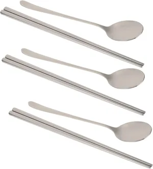 IMIKEYA Home Kitchen Stainless Steel Cutlery Set 6pcs Chopsticks and Spoons and Elegant