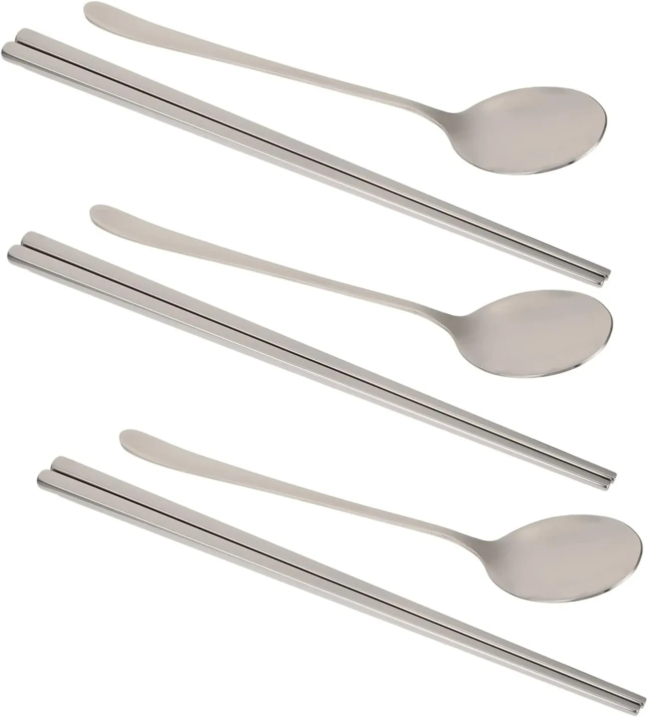 IMIKEYA Home Kitchen Stainless Steel Cutlery Set 6pcs Chopsticks and Spoons and Elegant