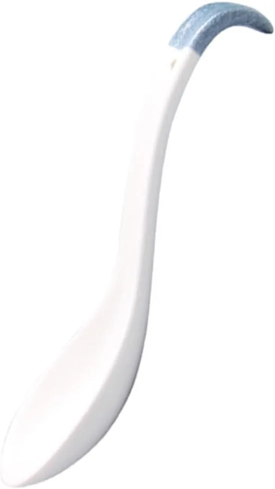 IMIKEYA Ramen Spoon Curved Handle Ceramic Japanese Spoons for Party Home Office Restaurant Use