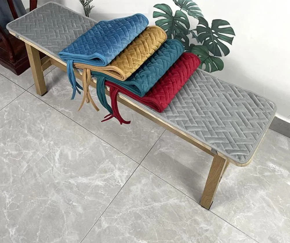 Indoor/Outdoor Bench Cushion Cotton Garden Furniture Loveseat Cushion,Soft Patio Outdoor Corduroy Chair Pad with Ties,Patio Cushion Covers Replacement,Garden and Deck Seating Pad