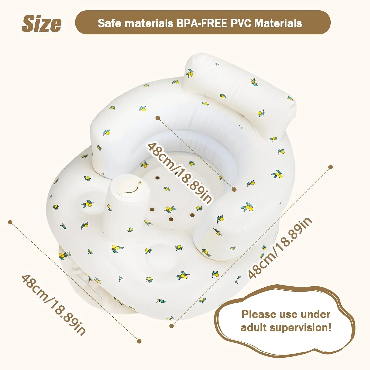 Inflatable Baby Chair, AirSwim Baby Inflatable Seat for Babies 3 Months and Up Summer Inflatable Baby Seat for Sitting Up, Blow Up Baby Floor Seat with Built in Air Pump, Orange