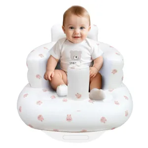 Inflatable Baby Chair, Inflatable Baby Seat for Babies 3 Months and Up, Summer Blow Up Chair with Built in Air Pump, Bumbo Seat for Learning to Sit, Palying, Camping, Rabbit