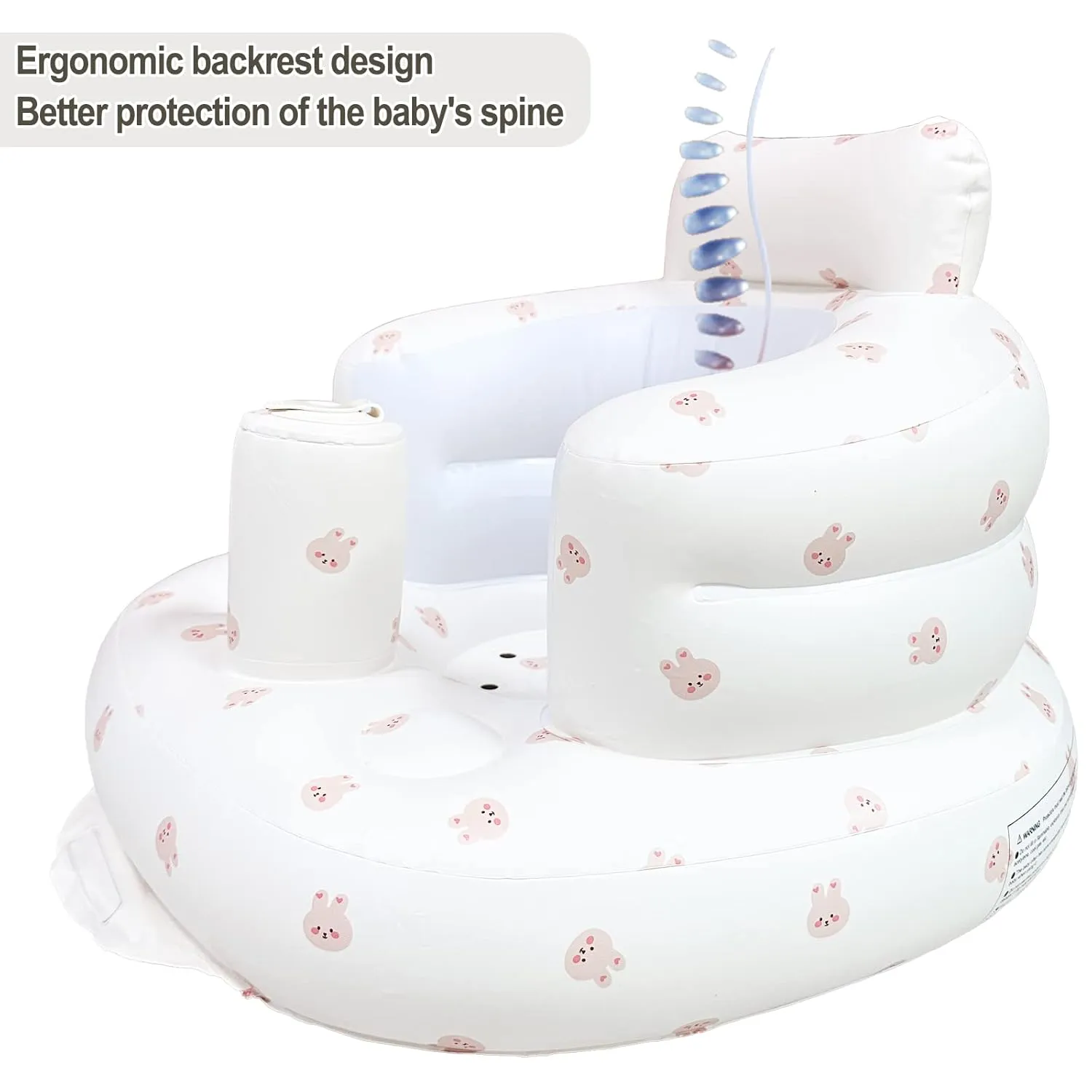 Inflatable Baby Chair, Inflatable Baby Seat for Babies 3 Months and Up, Summer Blow Up Chair with Built in Air Pump, Bumbo Seat for Learning to Sit, Palying, Camping, Rabbit