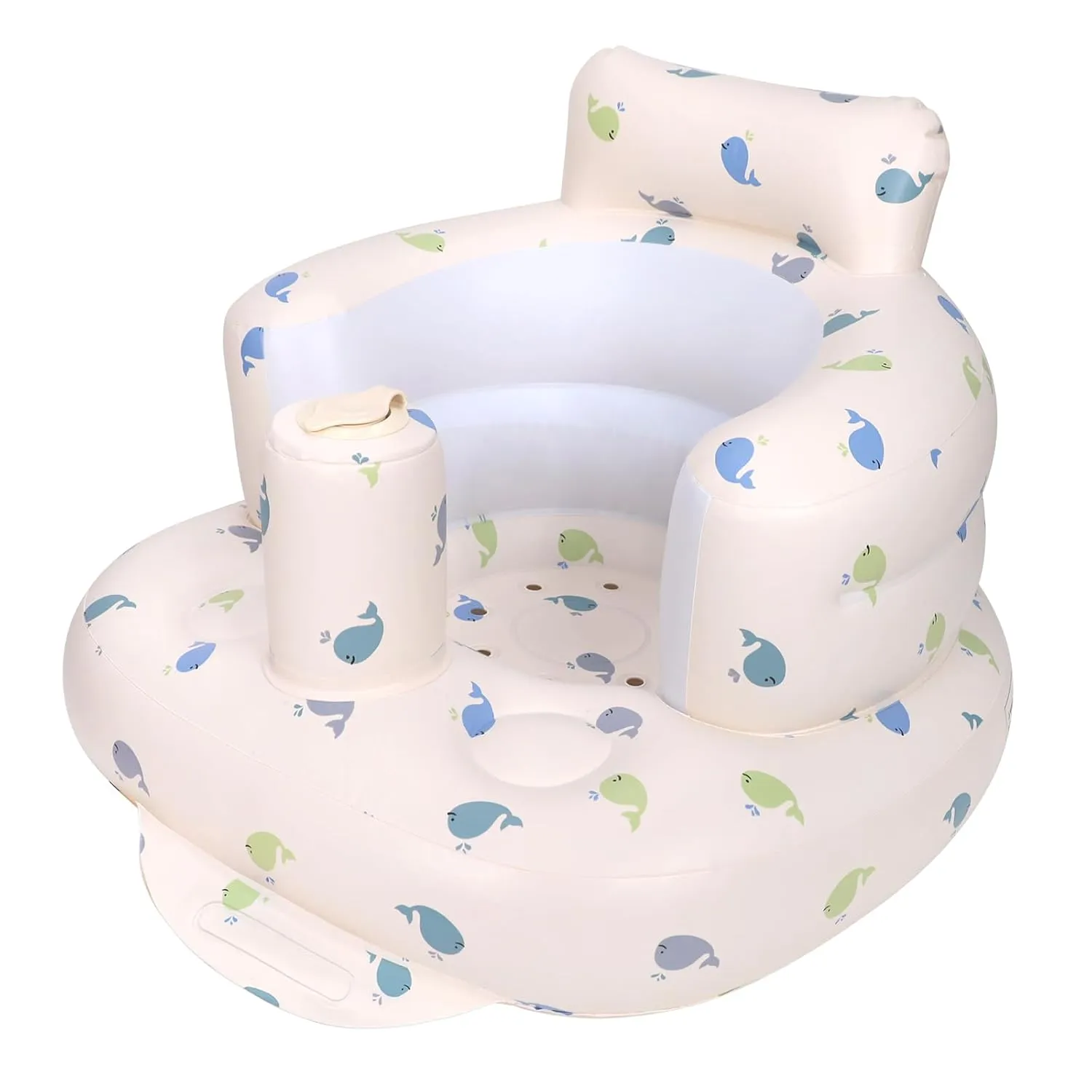 Inflatable Baby Chair, Inflatable Baby Seat for Babies 3 Months and Up, Summer Blow Up Chair with Built in Air Pump, Bumbo Seat for Learning to Sit, Palying, Camping, Whale
