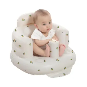 Inflatable Baby Seat for Babies 3-36 Months, Built in Air Pump Baby Chair Sit Me up Floor Seat for Baby, Bumbo Seat for Learning to Sit, Feeding, Camping (Olive)
