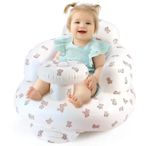 Inflatable Baby Seat for Babies 3-36 Months, Tooktro Blow Up Floor Chair with Built-in Air Pump for Sitting Support, Perfect for Summer and Beach Travel, Inflatable Baby Chair (Bear)