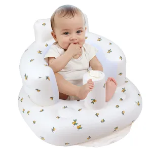Inflatable Baby Seat for Babies 3 Months & Up, Infant Floor Seats for Sitting Up, Baby Seats for Infants, Blow Up Baby Chair with Built in Air Pump - Olive Flower