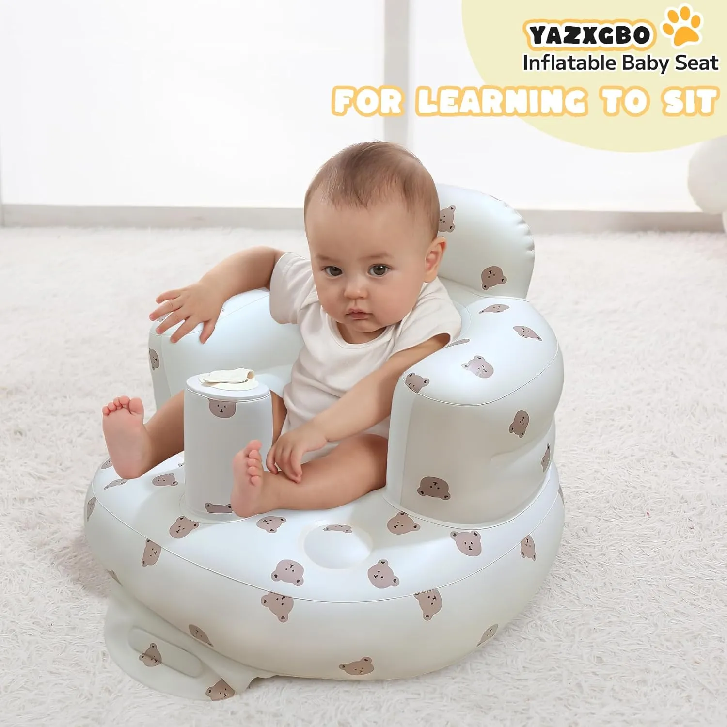 Inflatable Baby Seat for Babies 4-36 Months Inflatable Baby Chair Infant Back Support Sofa Newborn to Toddler Portable Baby Floor Seats for Sitting Up Baby Floor Seater