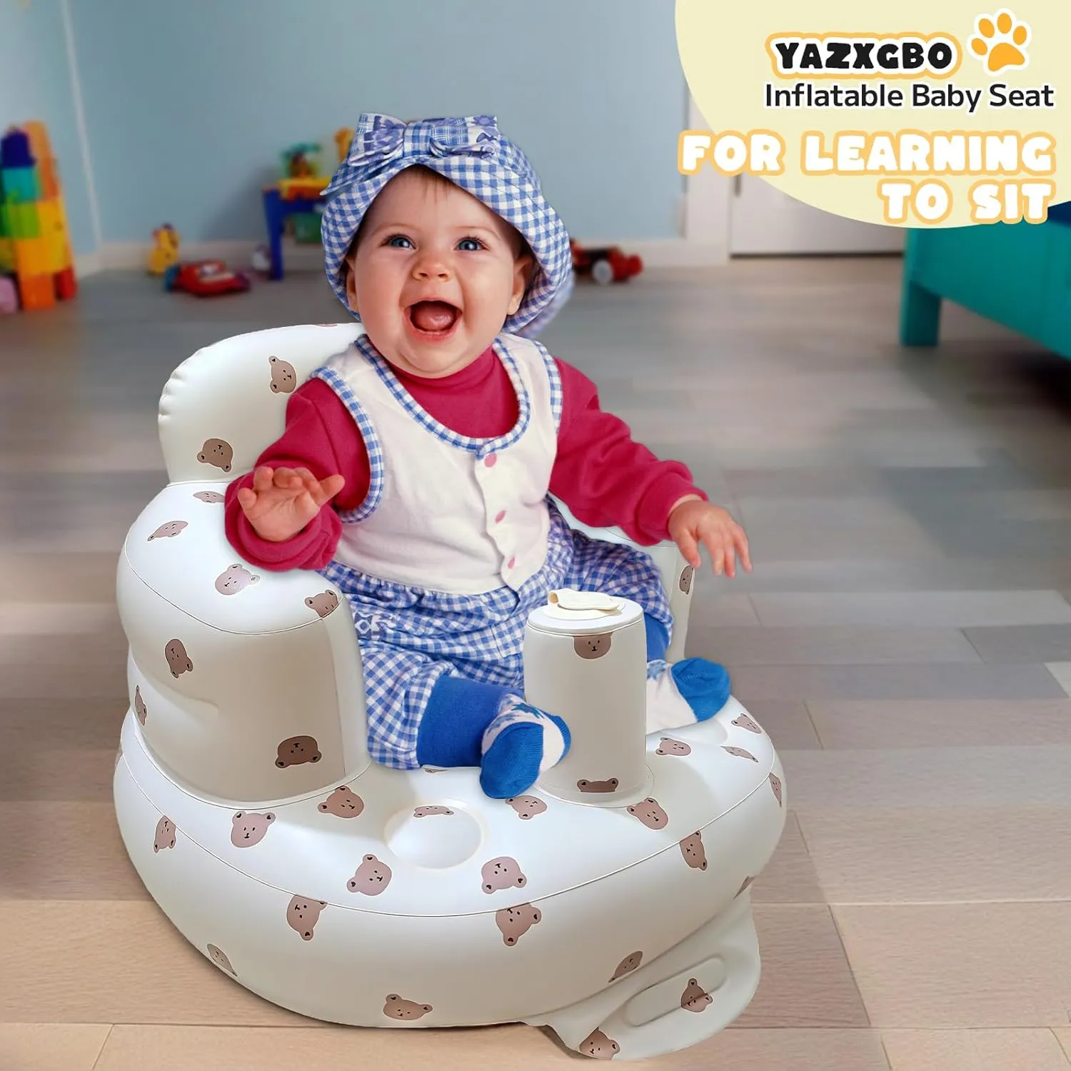 Inflatable Baby Seat for Babies 4-36 Months Inflatable Baby Chair Infant Back Support Sofa Newborn to Toddler Portable Baby Floor Seats for Sitting Up Baby Floor Seater