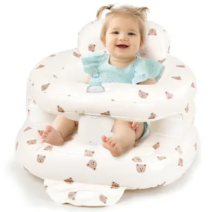 Inflatable Baby Seat for Babies 4-36 Months, Tooktro Blow Up Floor Chair with Built-in Air Pump for Sitting Support, Perfect for Summer and Beach Travel, Full enclosure丨 Inflatable Baby Chair (Bear)