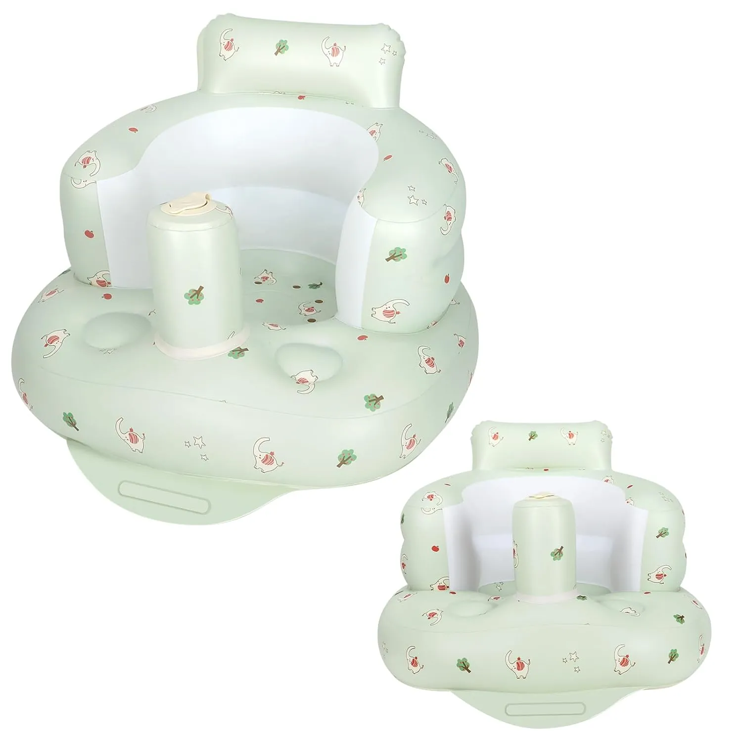 Inflatable Baby Seat, Inflatable Baby Chair for Babies 3 Months and Up, Summer Blow Up Chair with Built in Air Pump, Infant Floor Seats for Learning to Sit, Palying, Camping, Elephant